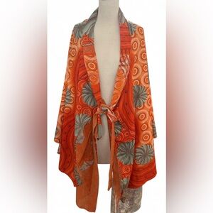 Orange & Red Floral Midi Kaftan Women’s Size Large